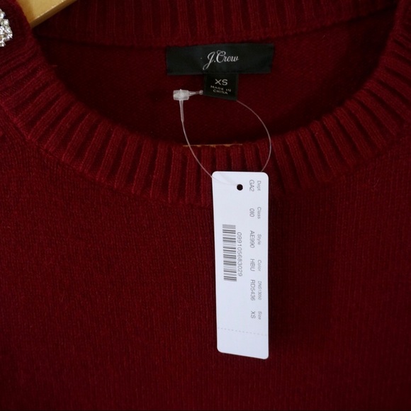 NWT J. Crew Crewneck Sweater with Jeweled Buttons - Picture 7 of 8